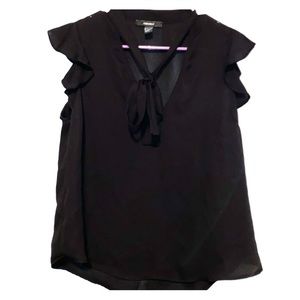 Forever 21 Black Tie Neck Blouse - Great for Work